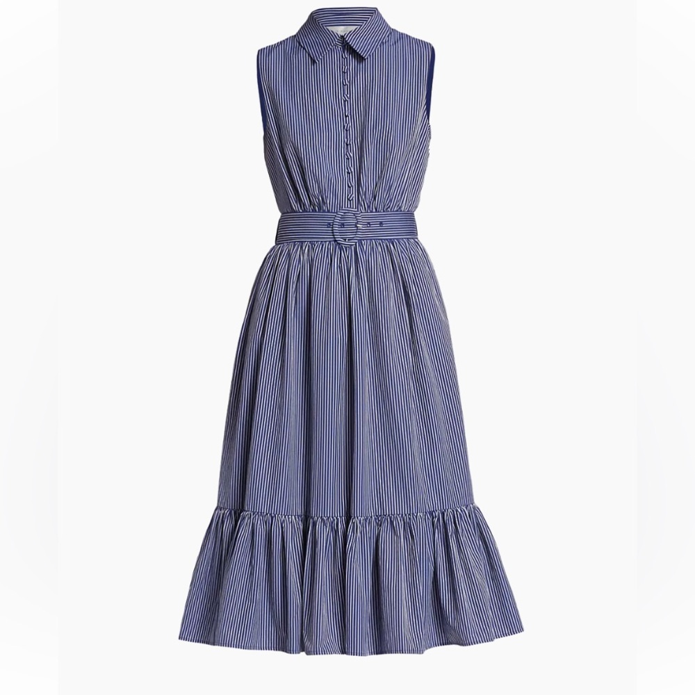 Elie Tahari  The Amanda Striped Shirtdress Size 12 Belted.